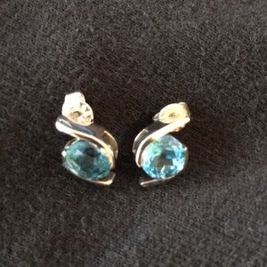 Aquamarine genuine earrings